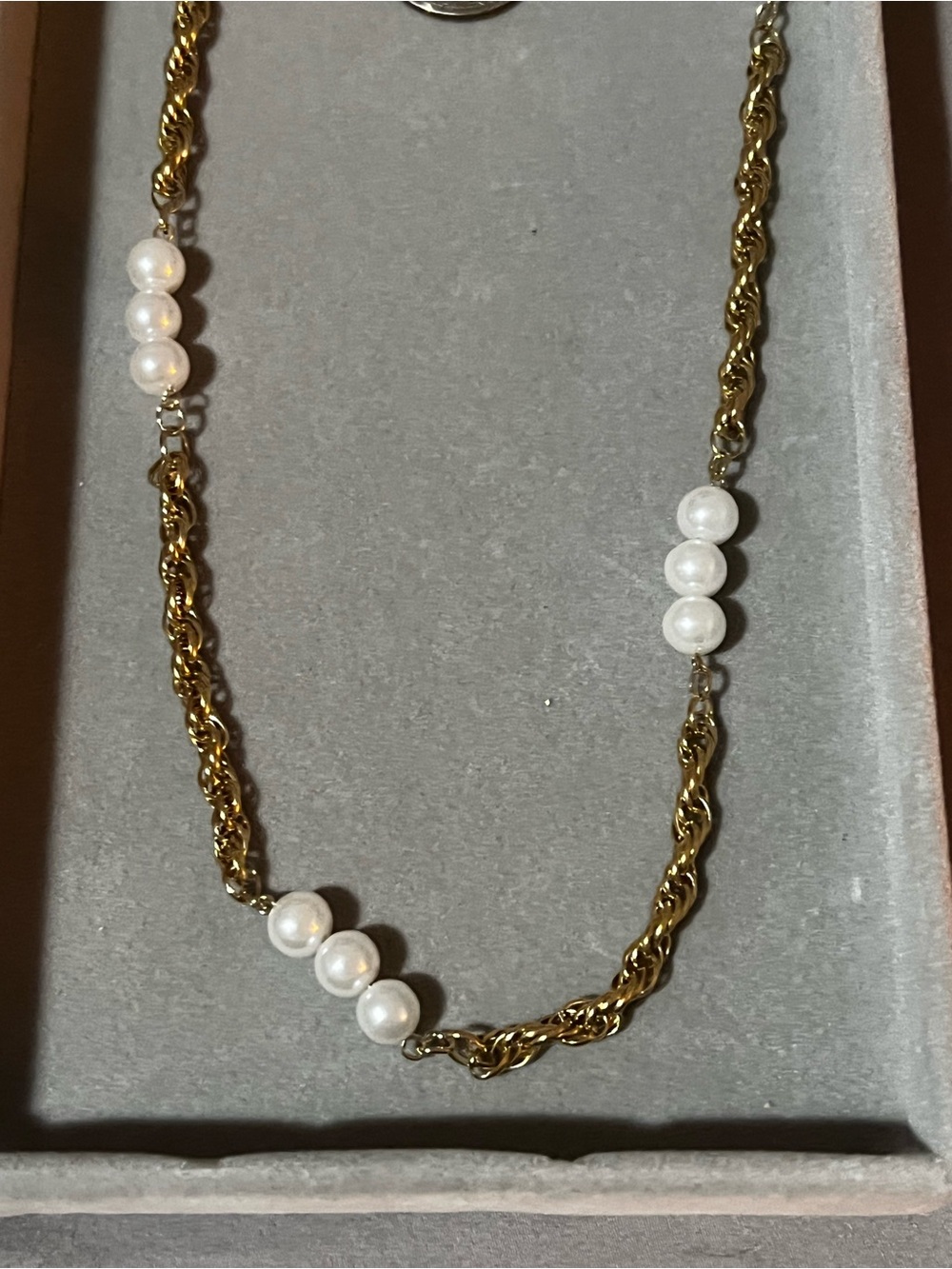 Gold-Tone Pearl Station Necklace - White Pearls
